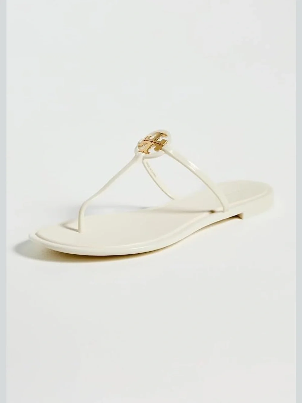 Tory Burch White Jelly Logo Thong Sandals with Gold Emblem